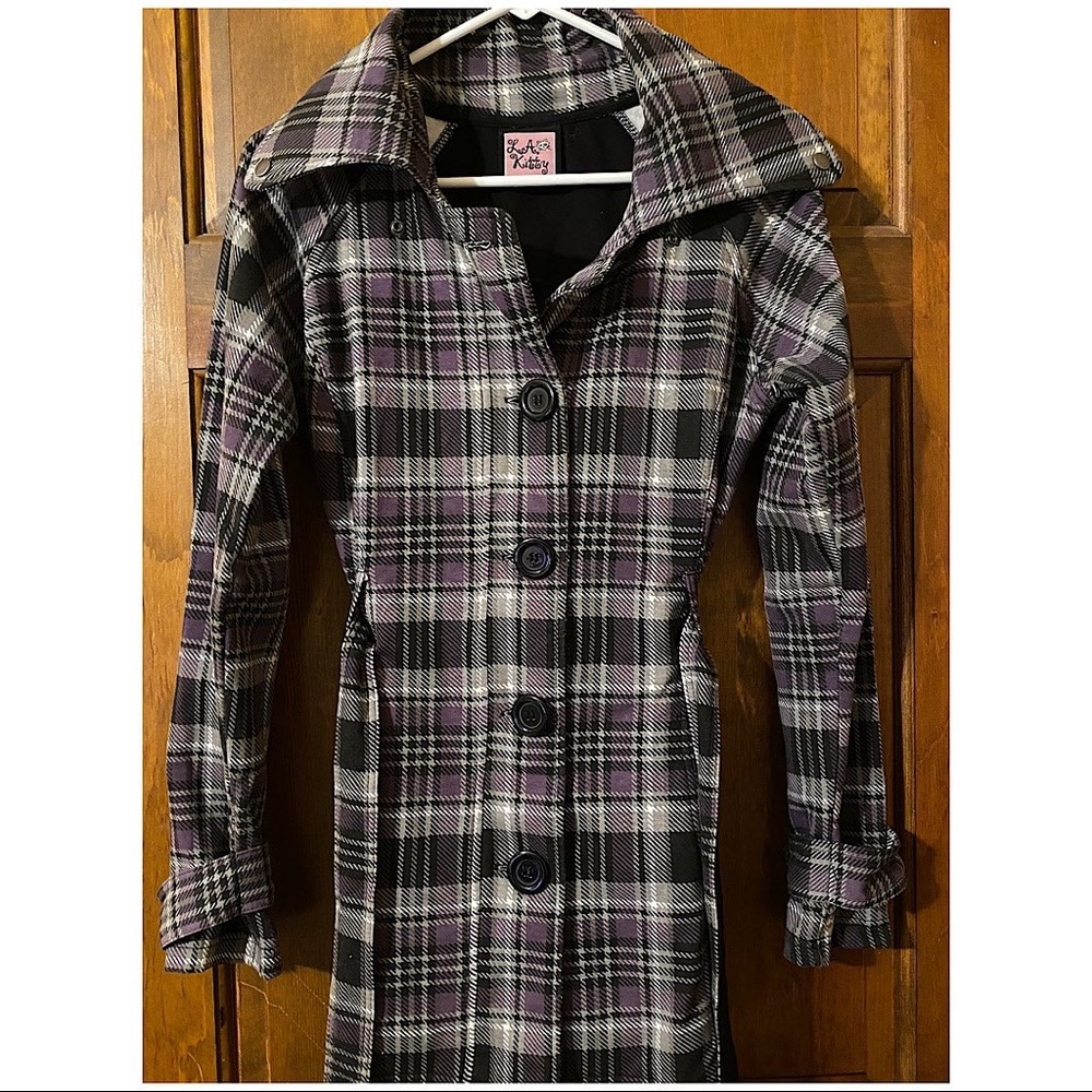 LA Kitty Plaid Trench Coat
